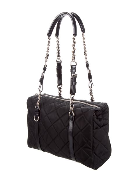 prada quilted backpack|Prada tessuto shoulder bag.